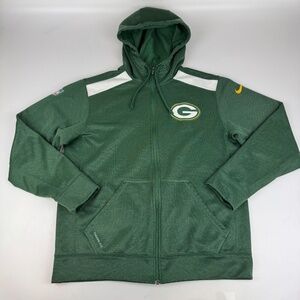 Nike On Field Mens Size M Green Bay Packers Football Full Zip Hoodie Sweatshirt